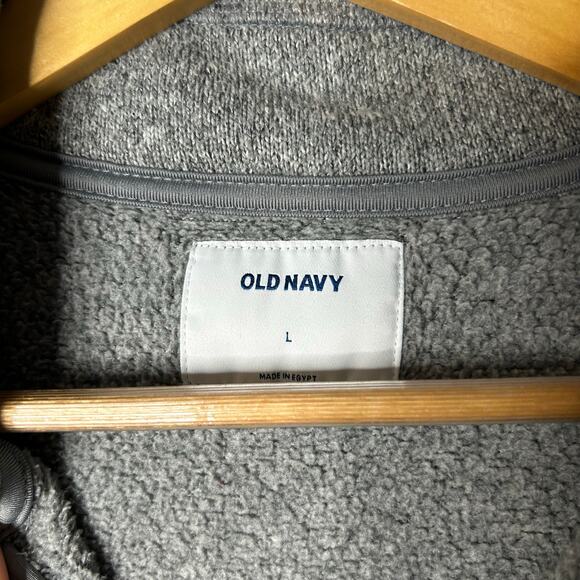 Old Navy 1/4 Zip Fleece Sweater Mens Large Gray Mock Neck Outdoors Pullover - Picture 4 of 7